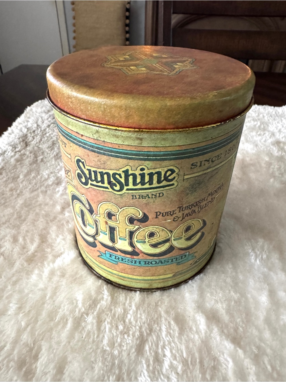 Vintage Sunshine Coffee by Ballonoff Tin Canister collectible farmhouse cottage